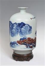 美好山川共观赏1-高度45cm--肚径26cm-200件-青花釉里红瓷瓶-2009年