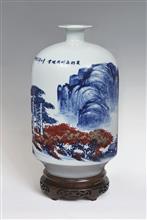 美好山川共观赏3-高度45cm--肚径26cm-200件-青花釉里红瓷瓶-2009年