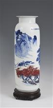 天台胜景3-高度58cm--肚径20cm-200件-青花釉里红瓷瓶-2009年