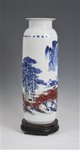 天台胜景1-高度58cm--肚径20cm-200件-青花釉里红瓷瓶-2009年