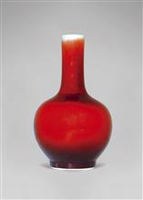 100件郎窑红釉直口天球瓶-高31.5cm-肚径17.5cm-口径5.5cm-底径11cm
