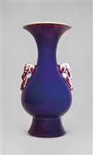 玫瑰紫釉双耳喇叭瓶-高35cm-肚径16cm-口径16cm-底径11.5cm