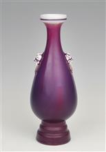 100件玫瑰紫釉兽耳瓶-高34.5cm-肚径14cm-口径7cm-底径10.5cm