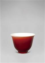郎窑红釉花神杯-高5cm-口径6.8cm-底径2.5cm