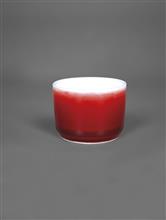 朗窑红釉直身杯-高4.5cm口径6cm-肚径5.5cm-底径5cm