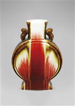 火焰红月光瓶-高33cm-肚径23cm-口径8cm-底径16cm-厚度5.5cm-80年代入选中国邮政明信片，景德镇高温颜色釉瓷的代表作，世界发行