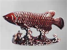 宝石红釉金龙鱼-高13cm-长23cm