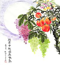 李立之作品《祝君中秋国庆快乐》写意花卉 纸本水墨设色 2020年