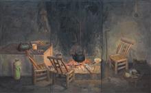 火塘.火 ——围炉夜话，210x130cm，2013，