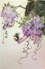潇琴国画作品《春晖》46x69cm 4尺3开 写意花鸟 纸本水墨设色 2019年
