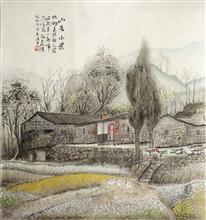 潇琴国画作品《山居小景(泉州炉田)》62x63cm 已参展立轴装裱 2019年