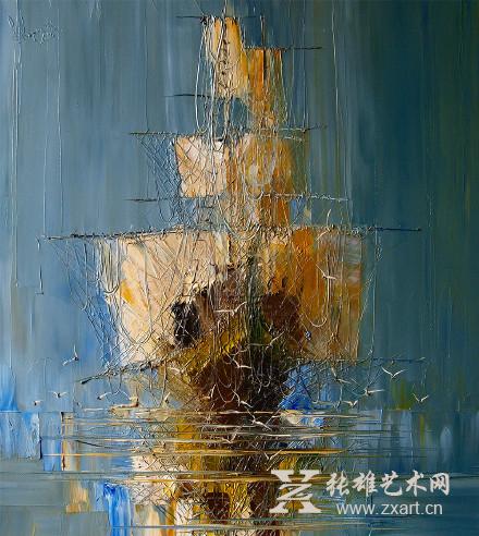油画作品：调色刀厚涂的天空2