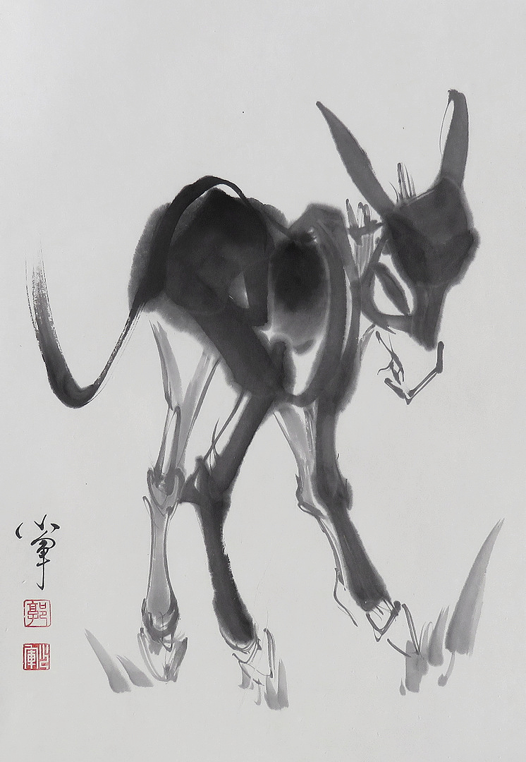 驴的水墨画法步骤图片
